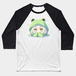 Kawaii Anime Chibi Frog Girl Baseball T-Shirt